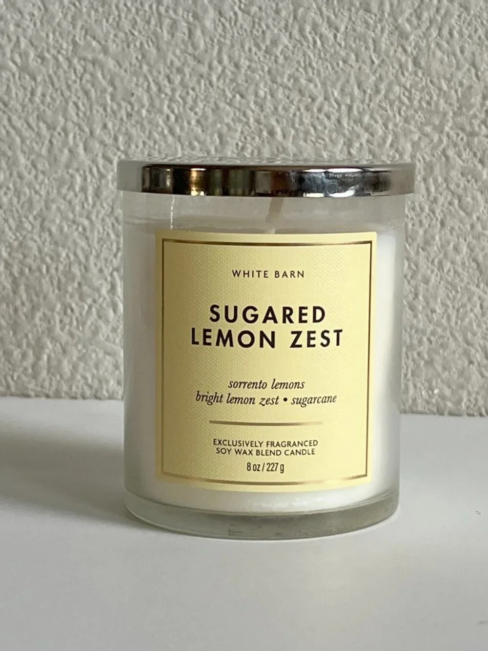 White Barn Sugared Lemon Zest Single Wick Candle 8oz Bath and Body Works NEW